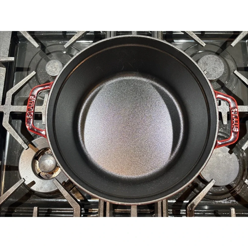 Staub Cast Iron 5.5 qt, Round, Dutch Oven, Grenadine - Read